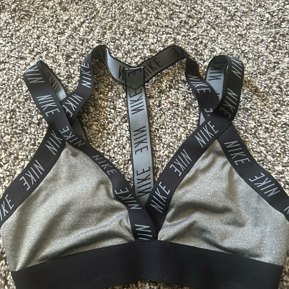 Nike Women's Black and Gray Sports Bra